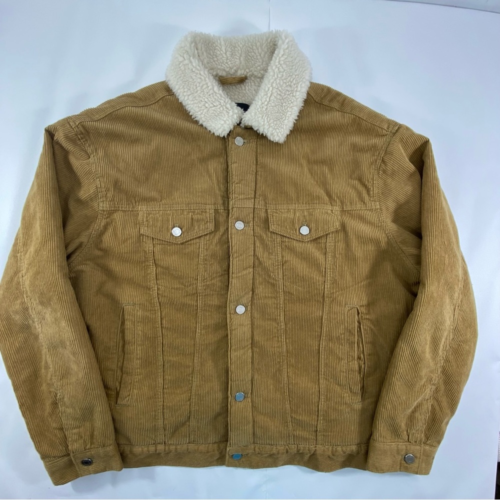H&M Men's Size:2XL Light Brown Corduroy Jacket With White Sherpa Inside